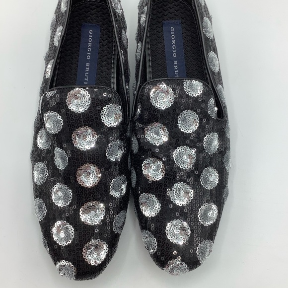 Giorgio Brutini Men's Black/Silver Polka Dot Sequin Slip-Ons - Picture 9 of 10